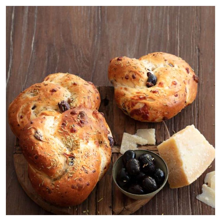 Brioche olives & Grana Padano