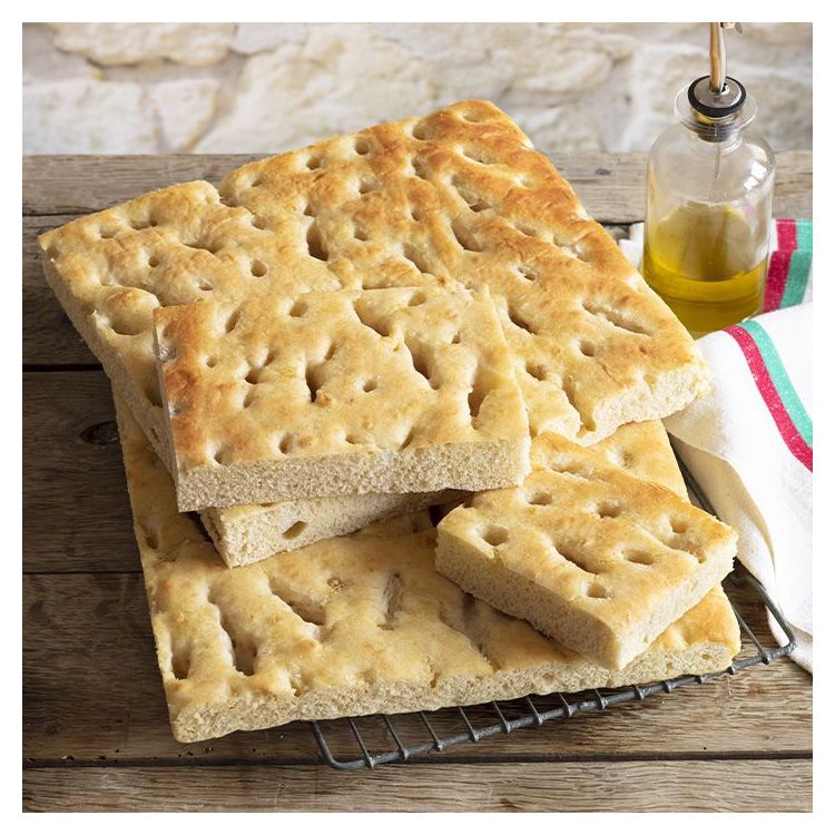Focaccia all'olio schiacciata a mano