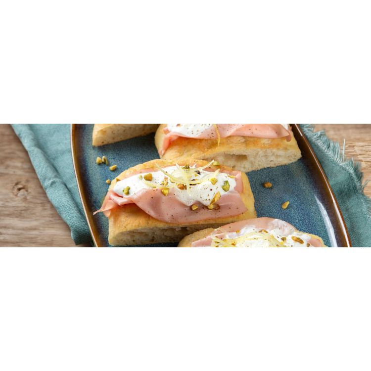 MORTADELLA ZSEB, STRACCIATELLA DI BURRATA ÉS PISZTÁCIA 