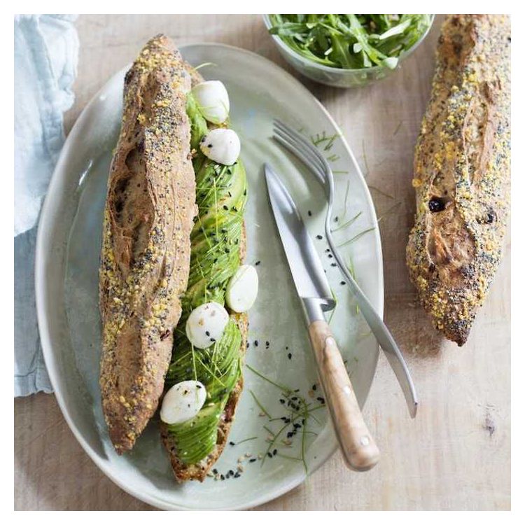 Half baguette with chia & cranberries