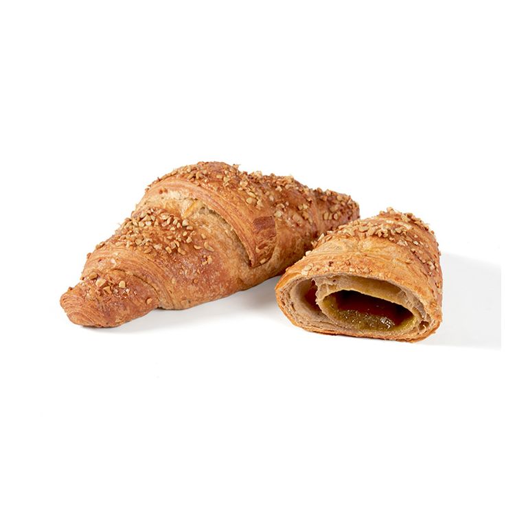 Croissant vegan avec de la farine d'épeautre fourré pêche