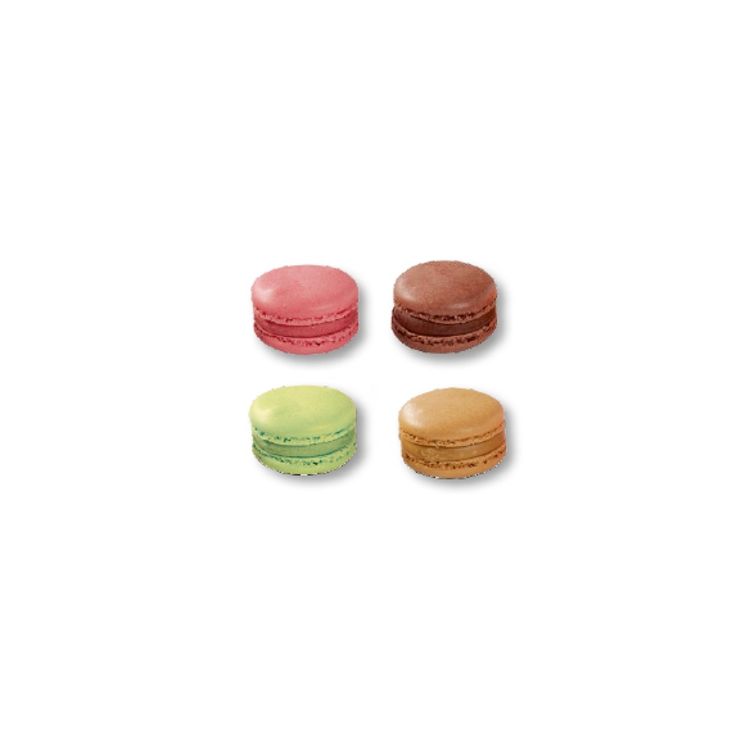 Macarons, 4 Sorten: Schokolade, Café, Pistazie, Himbeer