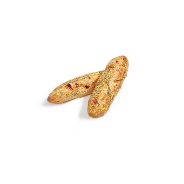 Halve baguette wit superfood met rode biet